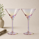 Rhianna Pink Frosted Deco Set of 2 Martini Glasses
