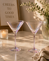 Rhianna Pink Frosted Deco Set of 2 Martini Glasses