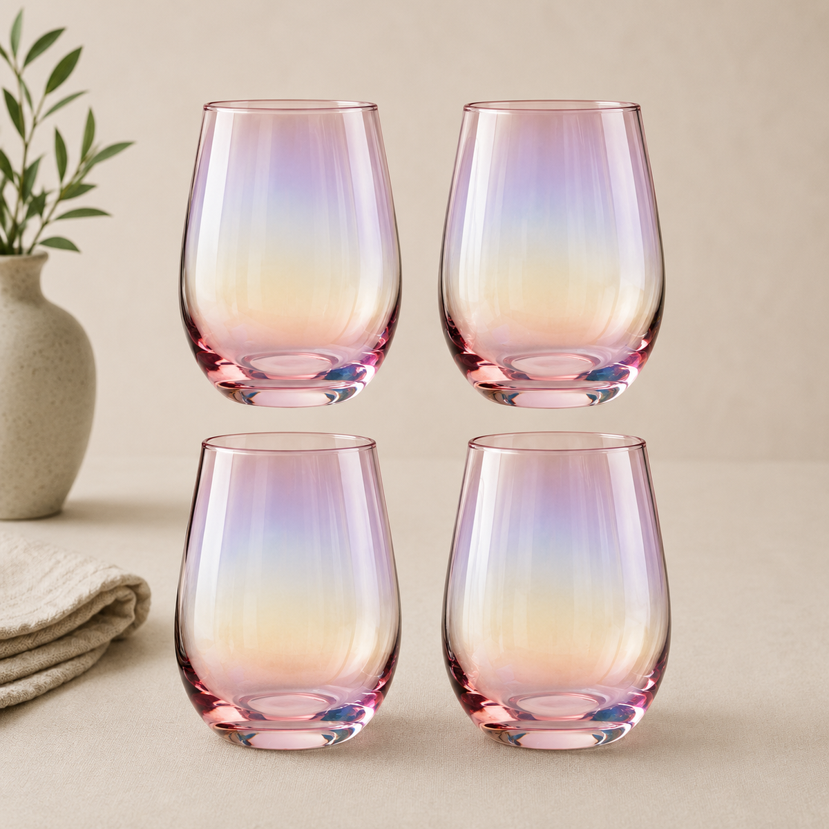 Rhianna Frosted Deco Set Of 4 Hi Ball Glasses