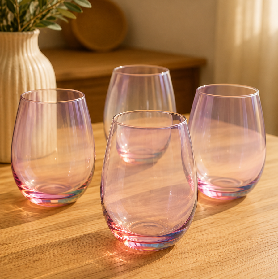 Rhianna Frosted Deco Set Of 4 Tumbler Glasses