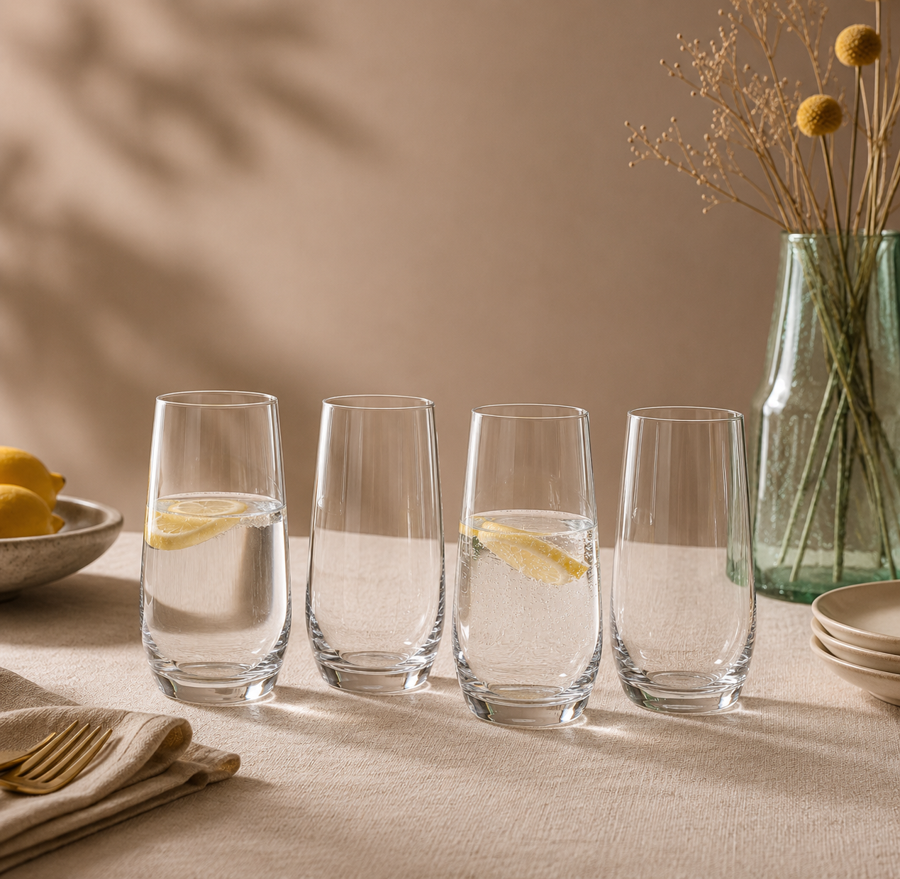 Edward Set Of 4 Crystal High Ball Glasses