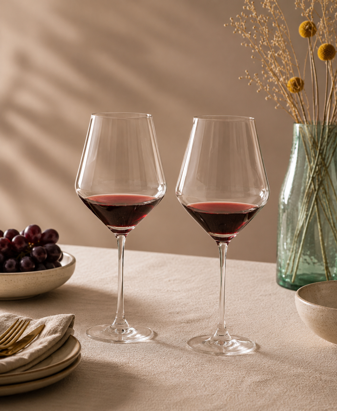 Edward Set Of 2 Crystal Burgundy Glasses