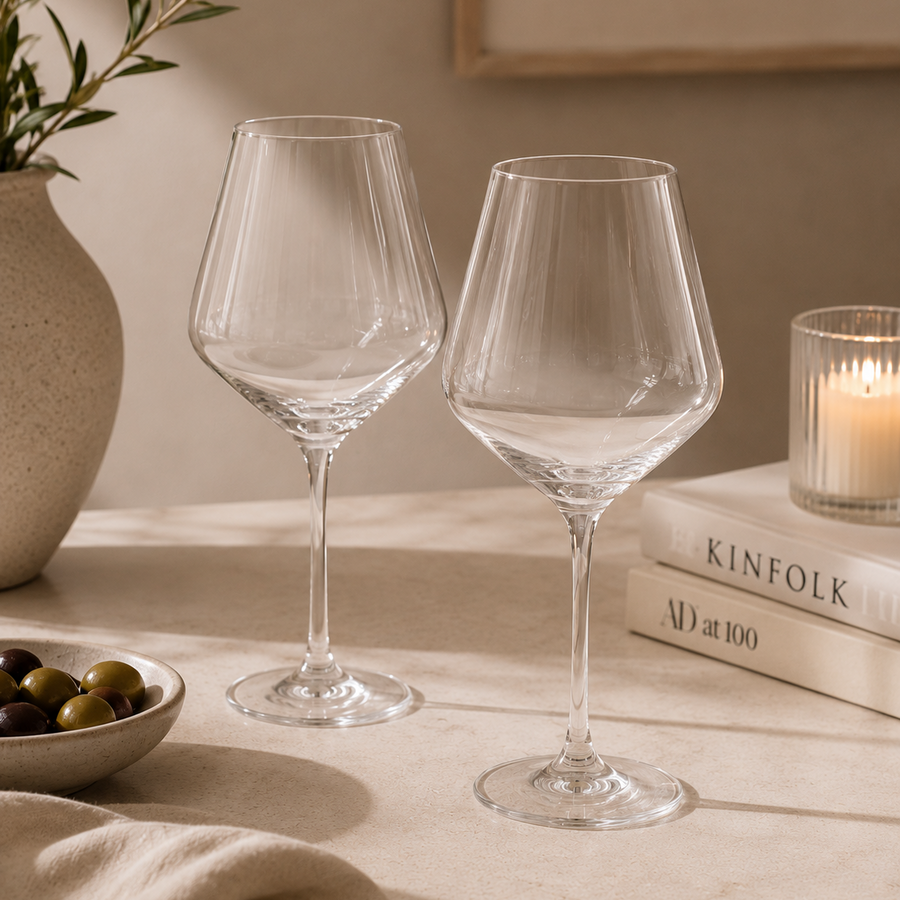 Edward Set Of 2 Crystal Burgundy Glasses