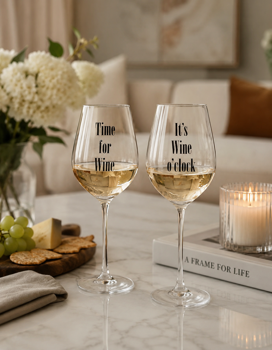 Jacob Set of 2 Time For Wine Large Wine Glasses