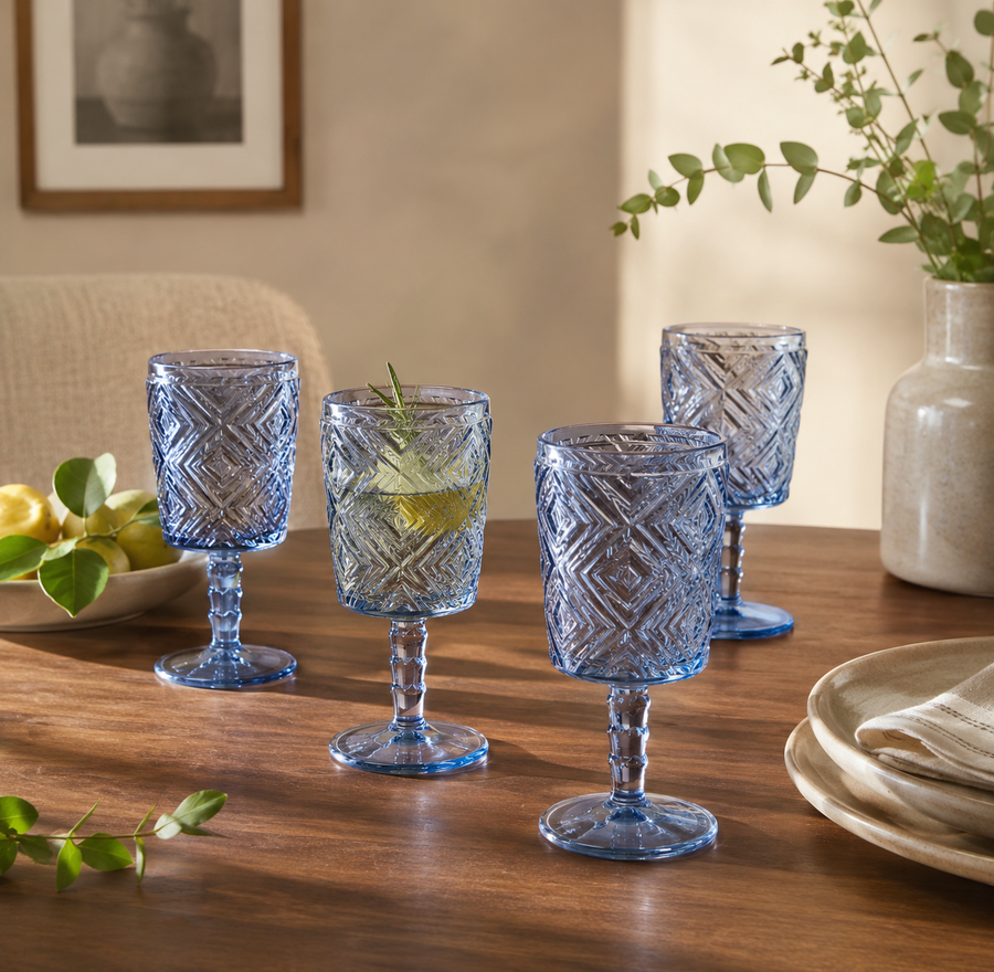 Eve Set Of Four Blue Wine Glasses