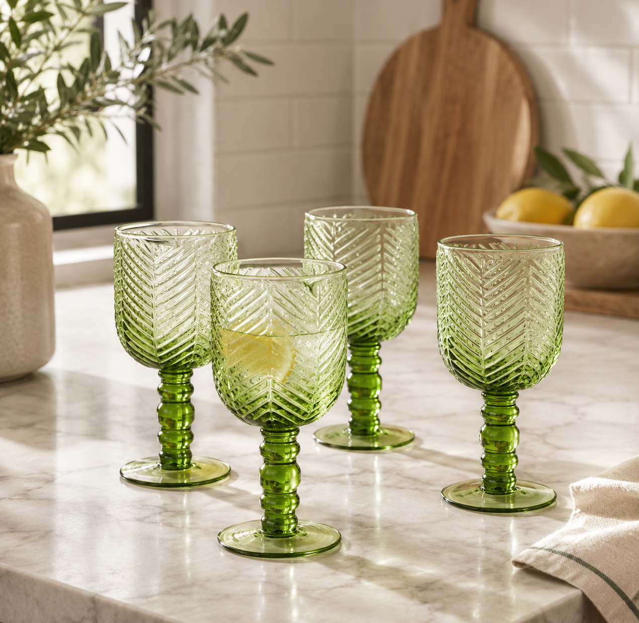 Eve Set Of Four Green Wine Glasses