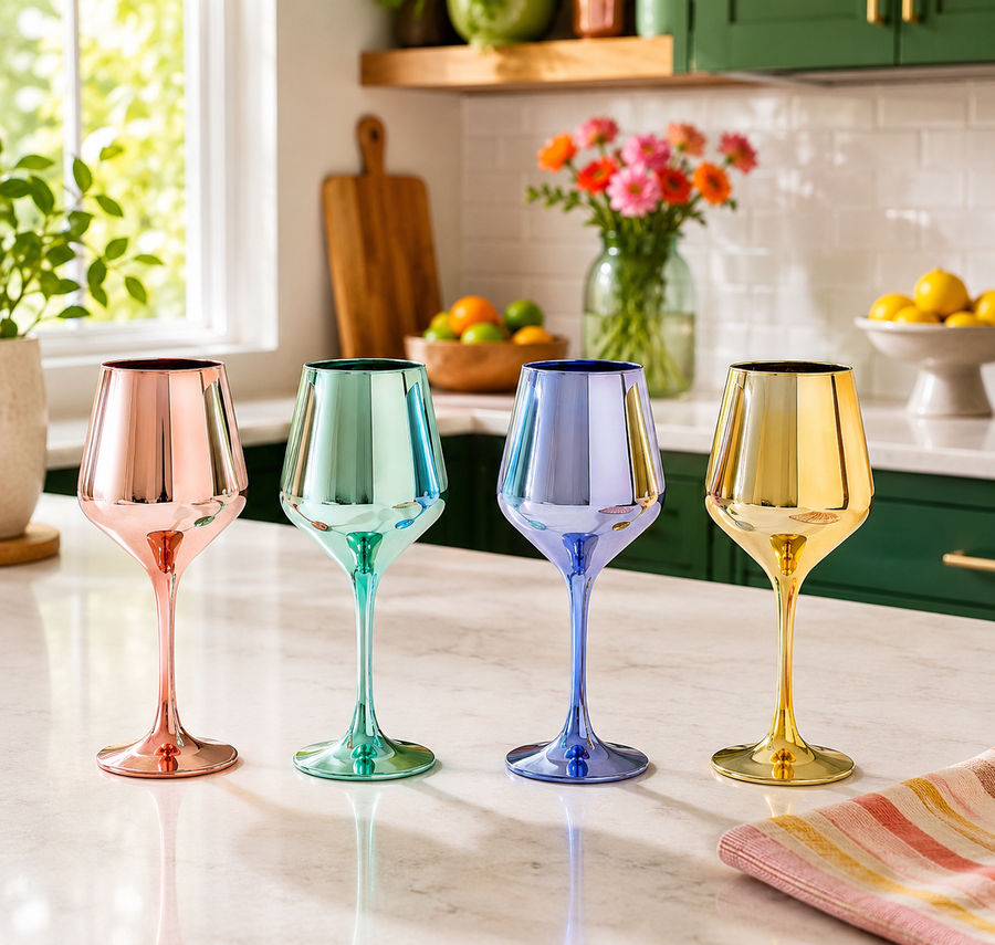 Kayla Assorted Colours Set Of Four Wine Glasses