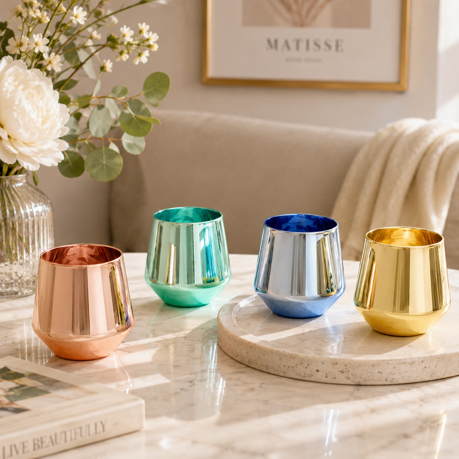 Kayla Assorted Colours Set Of Four Glass Tumblers