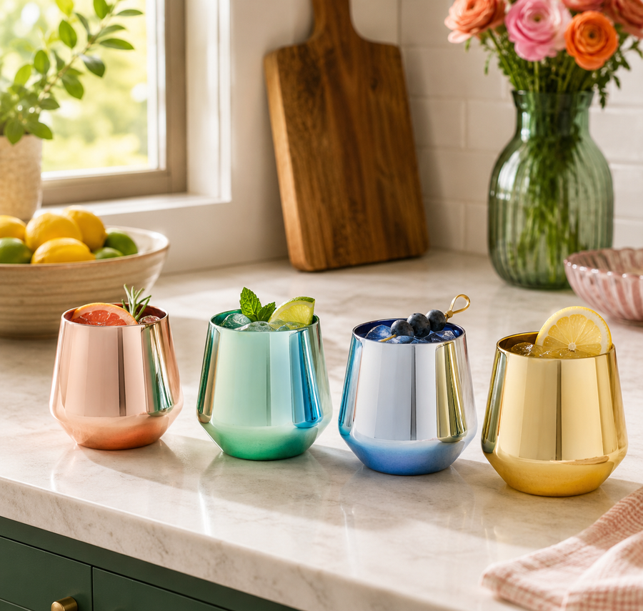 Kayla Assorted Colours Set Of Four Glass Tumblers
