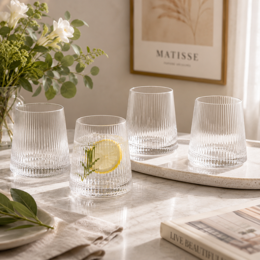 Bradley Set of Four Ribbed Glass Tumblers