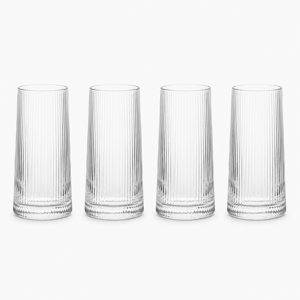 Bradley Set of Four Ribbed Hi Ball Glasses