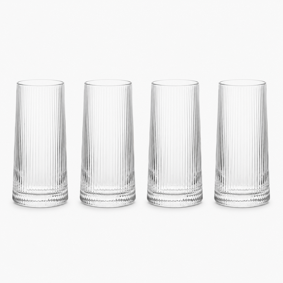 Bradley Set of Four Ribbed Hi Ball Glasses