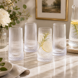 Bradley Set of Four Ribbed Hi Ball Glasses