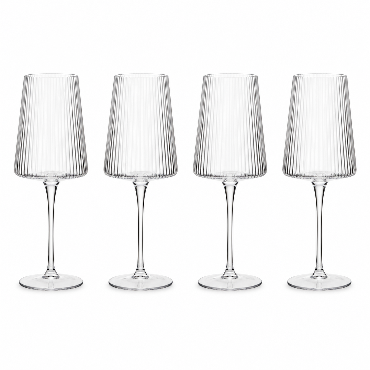 Bradley Set of Four Ribbed Wine Glasses 430ml