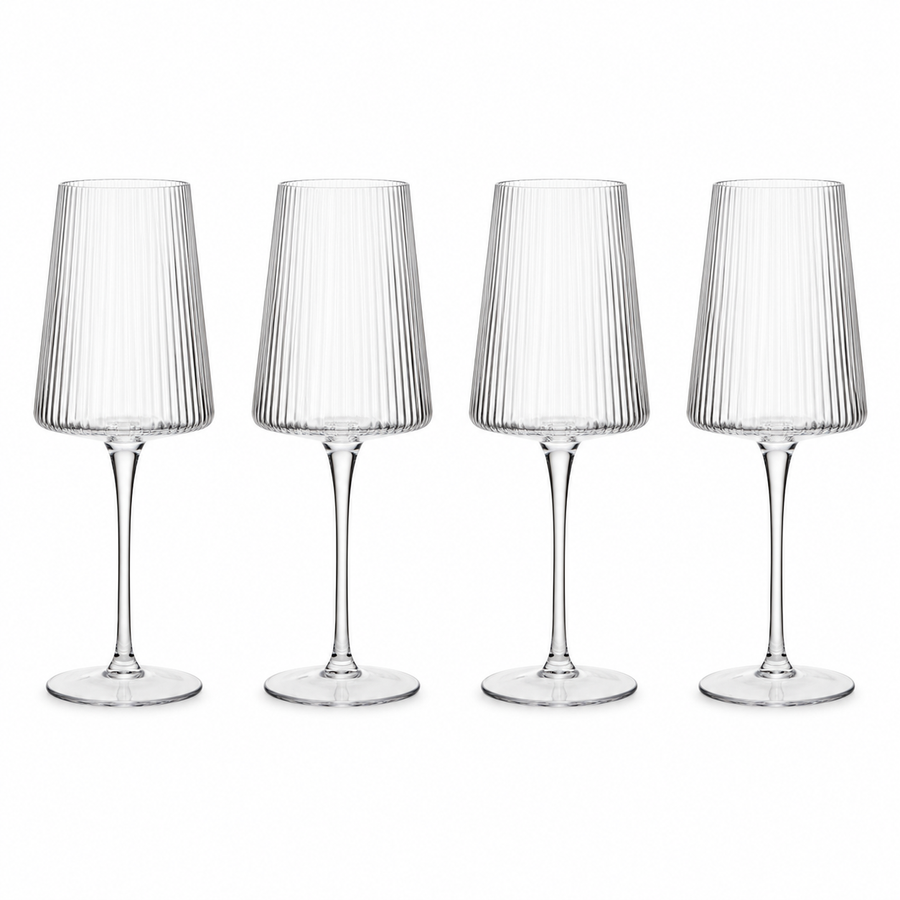 Bradley Set of Four Ribbed Wine Glasses 430ml