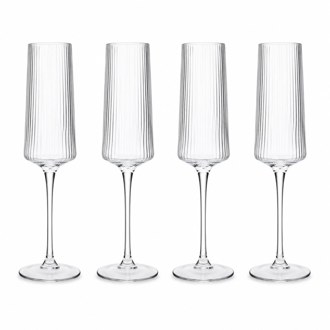 Bradley Set of Four Ribbed Champagne Glasses