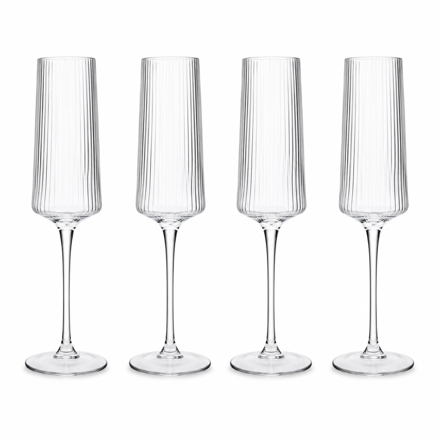 Bradley Set of Four Ribbed Champagne Glasses