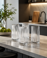 Chicago Set of 4 Ribbed Hi Ball Glasses 350ml