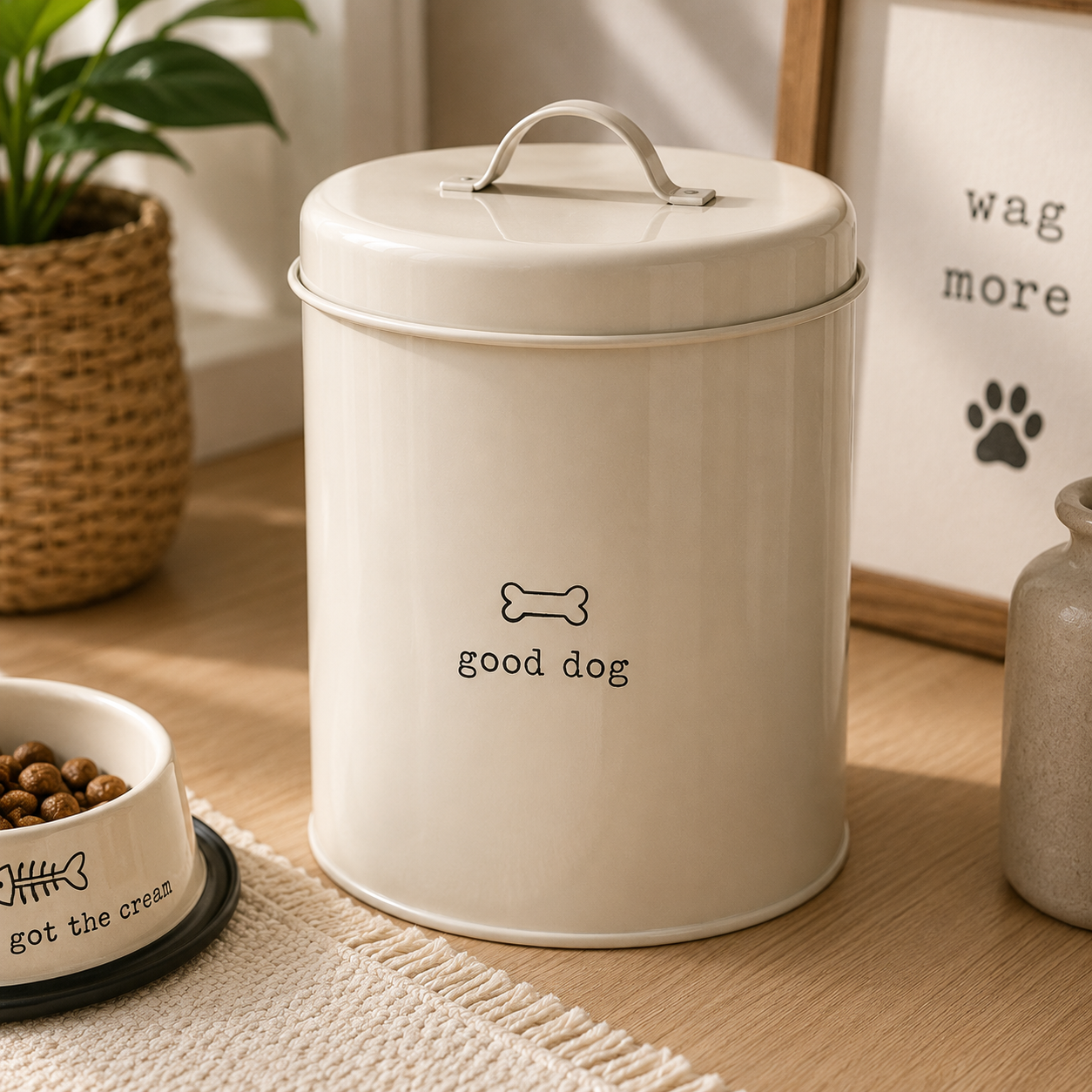 Tinkerbell Pets Grey Dog Food Storage Canister 1.2 Litre