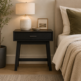 Remel One Drawer Black Wood Finish Side Table
