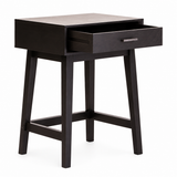 Remel One Drawer Black Wood Finish Side Table