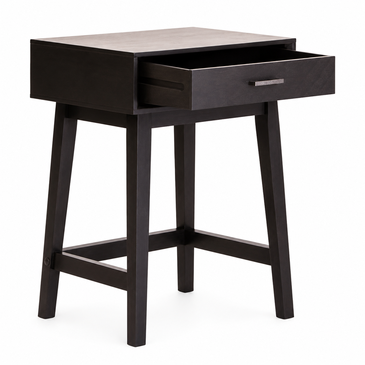 Remel One Drawer Black Wood Finish Side Table