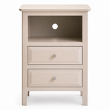 Classic John Two Drawer Taupe Wood Side Table