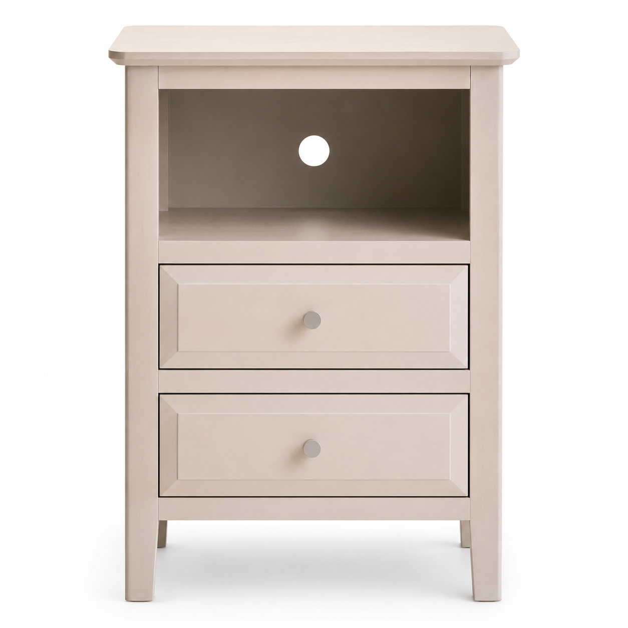 Classic John Two Drawer Taupe Wood Side Table