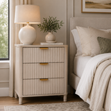 Mia Reed Detail Taupe Finish Three Drawer Chest