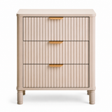 Mia Reed Detail Taupe Finish Three Drawer Chest