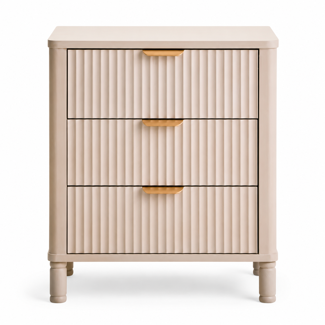 Mia Reed Detail Taupe Finish Three Drawer Chest