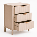Mia Reed Detail Taupe Finish Three Drawer Chest