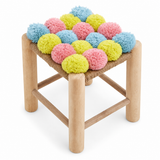 Eva Colourful Pink, Blue, And Yellow Pom Pom Stool