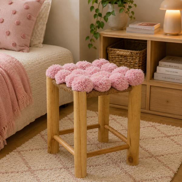 Eva Pink Pom Pom Stool