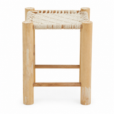 Eva Off White Pine Wood & Cotton Stool