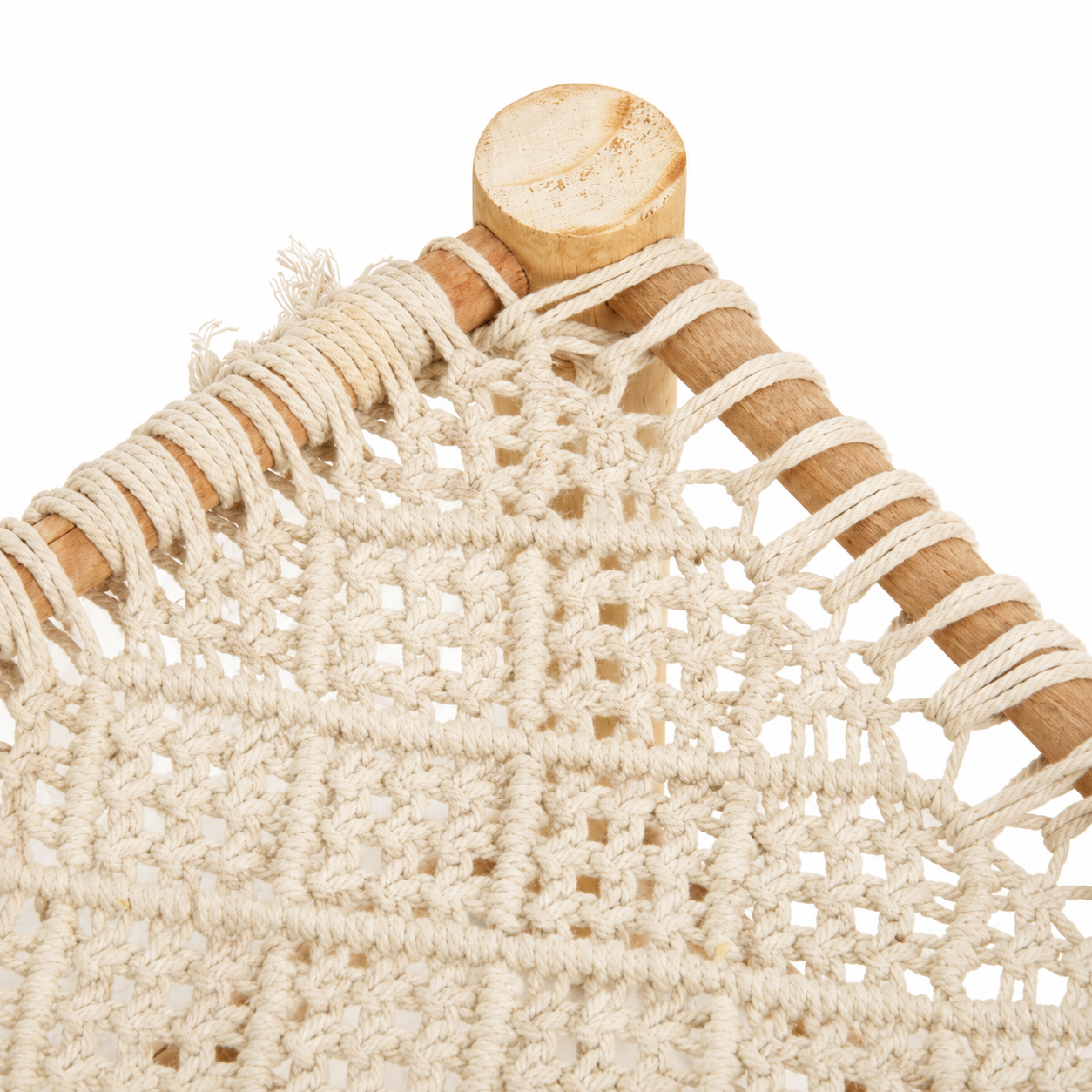 Eva Off White Pine Wood & Cotton Stool