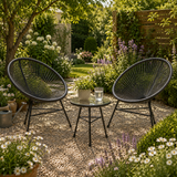 Remel Grey 3 Piece Rattan Outdoor Garden Patio Set