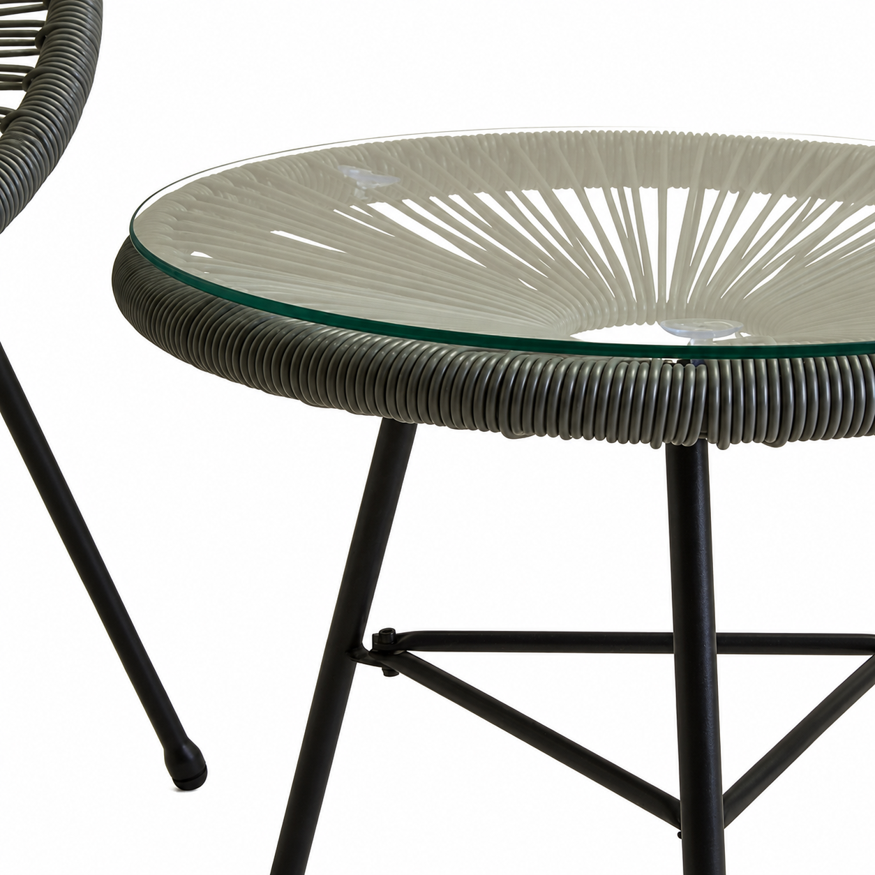 Remel Grey 3 Piece Rattan Outdoor Garden Patio Set