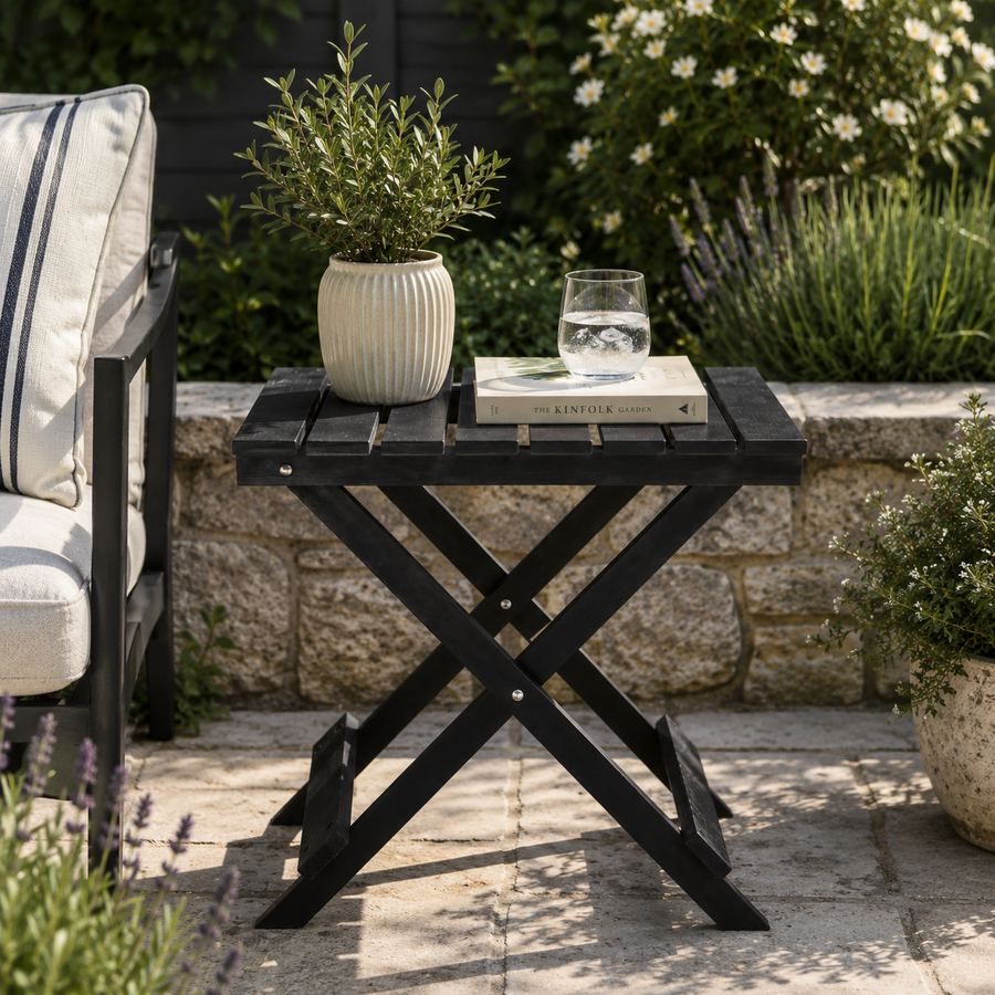 Nehemiah Black Wood Folding Portable Table