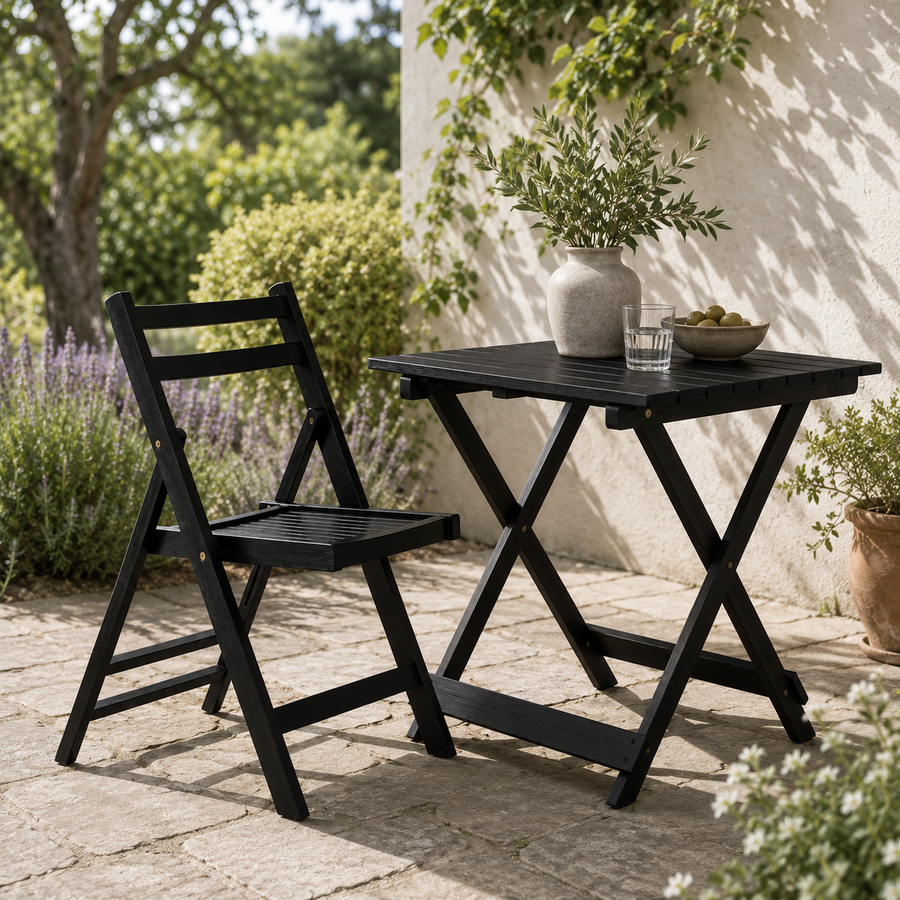 Nehemiah Black Wood Folding Chair