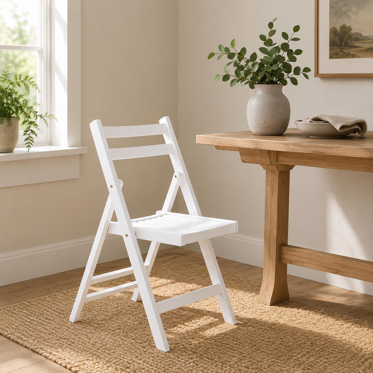 Nehemiah White Wood Folding Chair