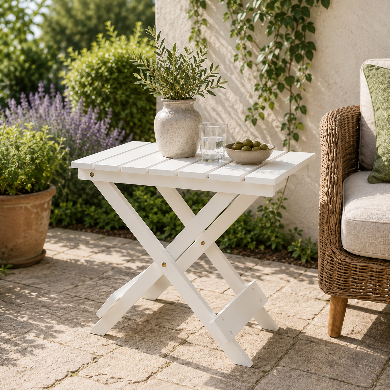 Nehemiah Portable White Folding Table