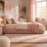 Kids Snuggle Divan Bed in Plush Velvet Pink with Optional Side Drawers