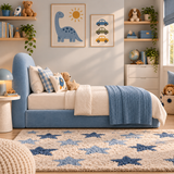 Kids Cosy Cub Divan Bed in Plush Velvet Sky Blue with Optional Side Drawers