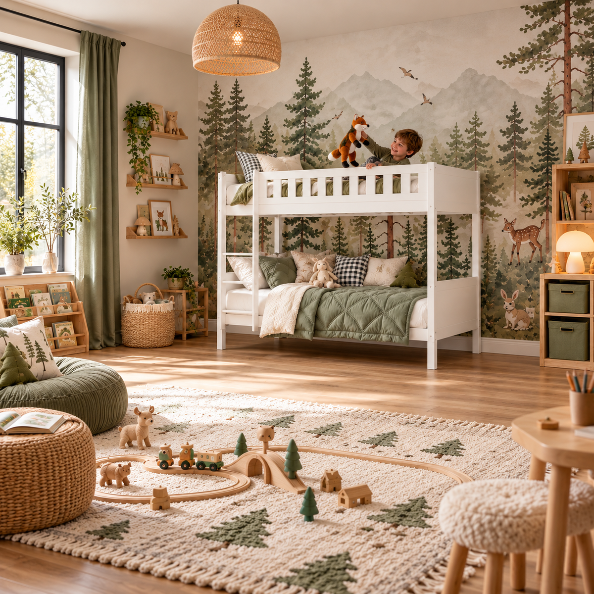 White Wooden Shorty Bunk Bed with Slatted Bases