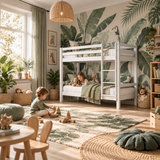 White Low Shorty Bunk Bed in Solid Pine with High Safety Rail