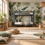 Grey Low Shorty Bunk Bed in Solid Pine with High Safety Rail