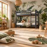 Grey Low Shorty Bunk Bed in Solid Pine with High Safety Rail