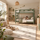 Green Wooden Bunk Bed that Splits into Two Single Beds