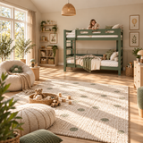 Green Wooden Bunk Bed that Splits into Two Single Beds